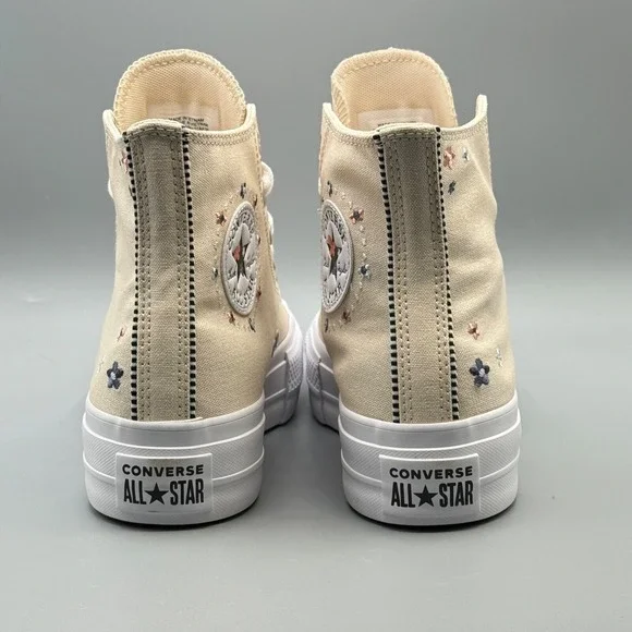 Converse Women's 8 Hi Top Sneakers Platform CTAS Lift Embroidered Flower A14265C - Picture 8 of 15
